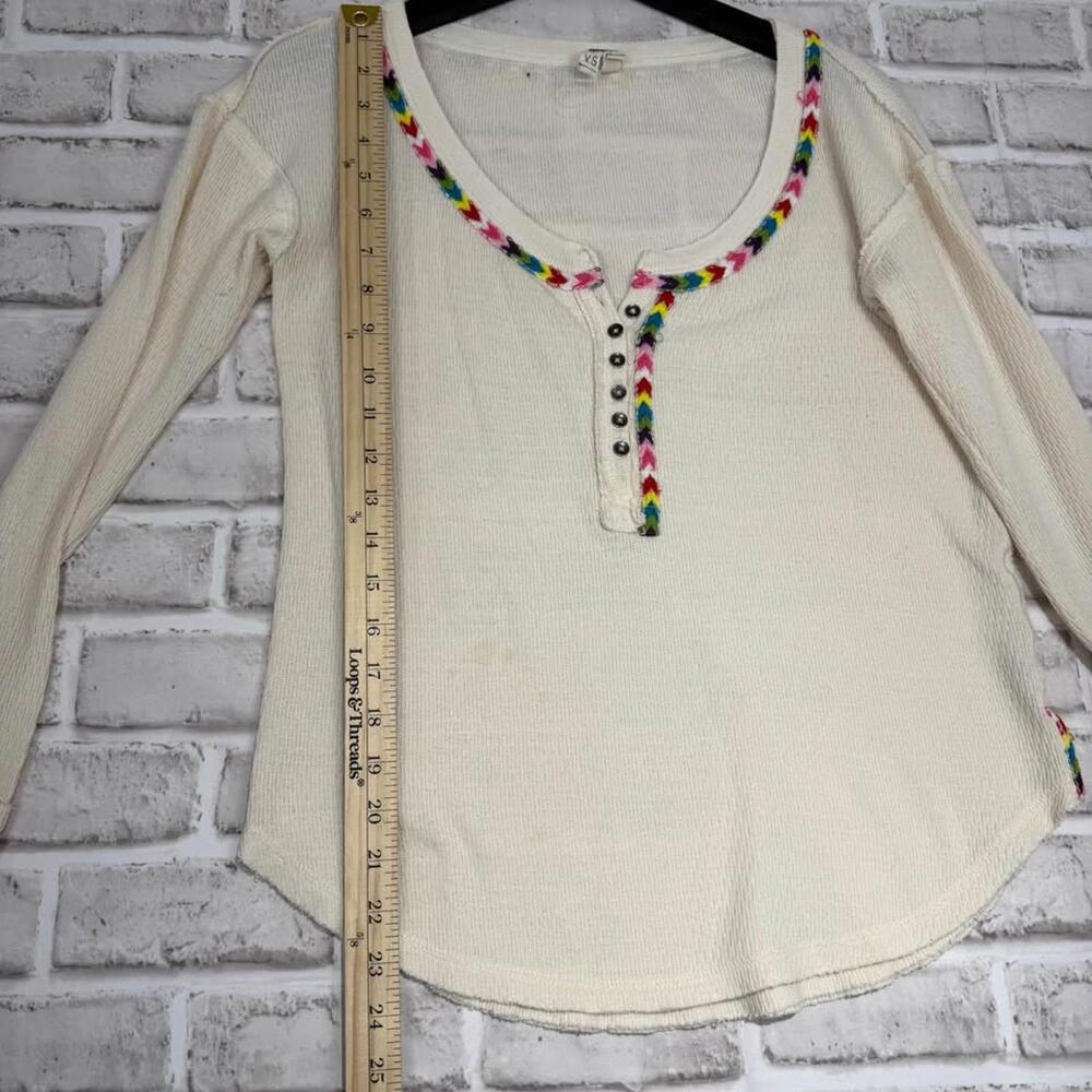 We The Free Rainbow Thermal Henley Shirt in Ivory Women's Size XS Free People - Picture 6 of 8